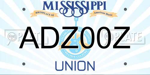 ADZ00Z Mississippi License Plate
