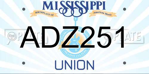 ADZ251 Mississippi License Plate