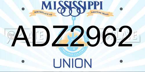 ADZ2962 Mississippi License Plate