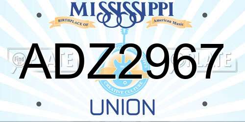 ADZ2967 Mississippi License Plate