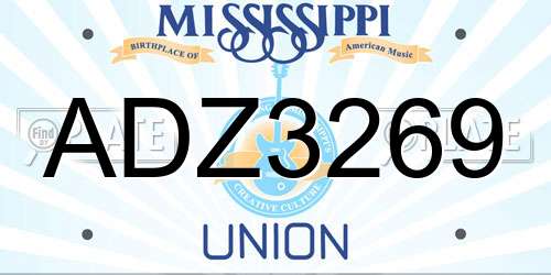 ADZ3269 Mississippi License Plate