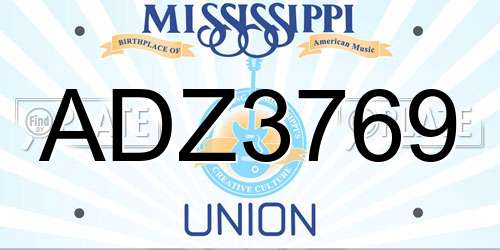 ADZ3769 Mississippi License Plate