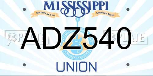 ADZ540 Mississippi License Plate