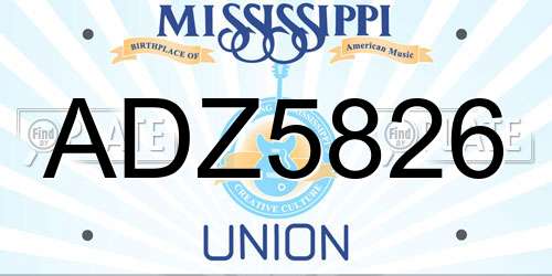 ADZ5826 Mississippi License Plate