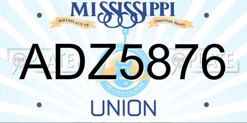 ADZ5876 Mississippi License Plate