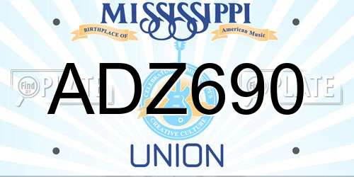 ADZ690 Mississippi License Plate