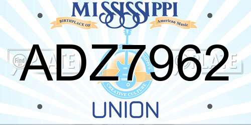 ADZ7962 Mississippi License Plate