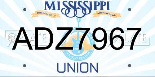 ADZ7967 Mississippi License Plate