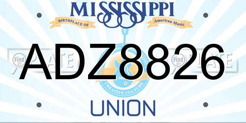 ADZ8826 Mississippi License Plate