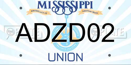 ADZD02 Mississippi License Plate