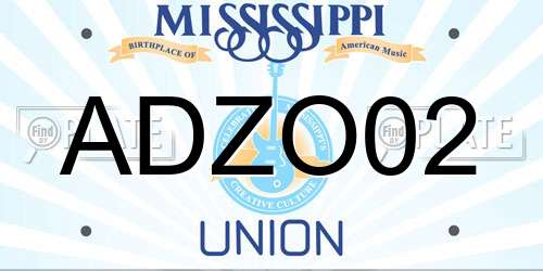 ADZO02 Mississippi License Plate