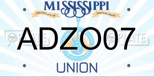 ADZO07 Mississippi License Plate
