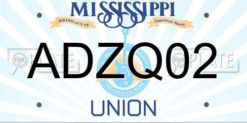 ADZQ02 Mississippi License Plate
