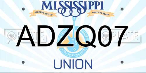 ADZQ07 Mississippi License Plate