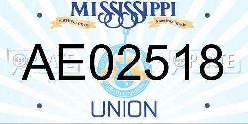 AE02518 Mississippi License Plate