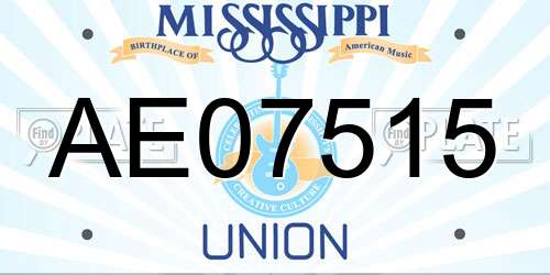 AE07515 Mississippi License Plate