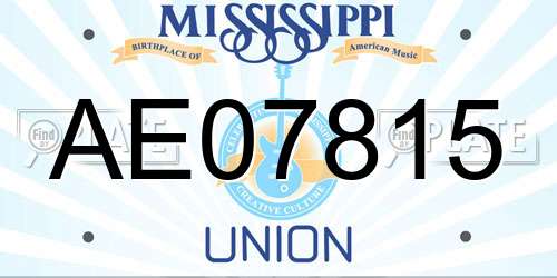AE07815 Mississippi License Plate