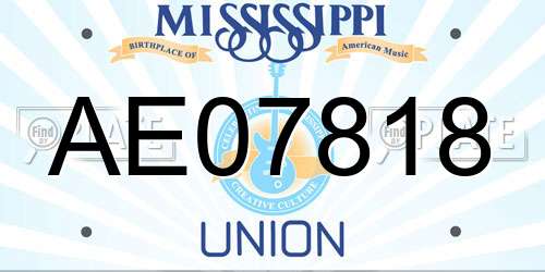 AE07818 Mississippi License Plate