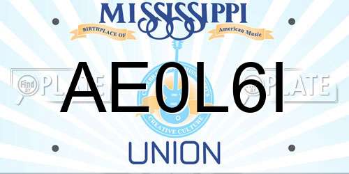 AE0L6I Mississippi License Plate