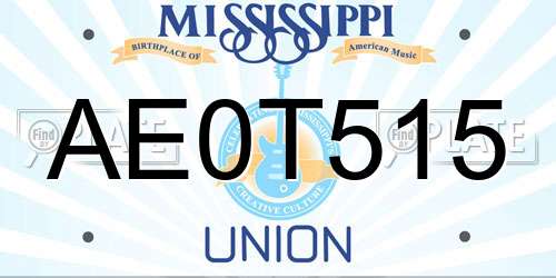 AE0T515 Mississippi License Plate