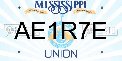AE1R7E Mississippi License Plate