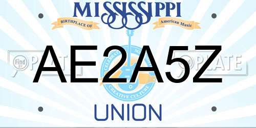 AE2A5Z Mississippi License Plate