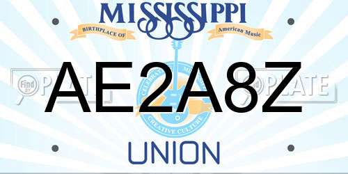 AE2A8Z Mississippi License Plate