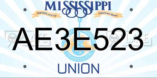 AE3E523 Mississippi License Plate