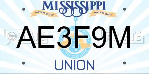 AE3F9M Mississippi License Plate