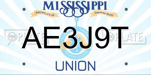 AE3J9T Mississippi License Plate