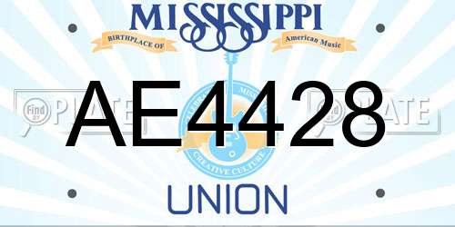 AE4428 Mississippi License Plate