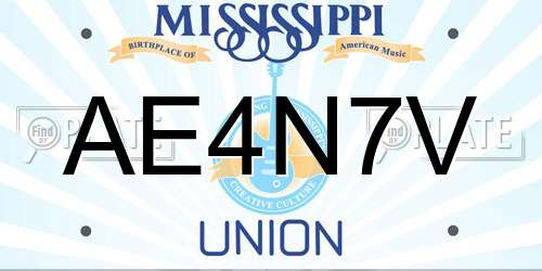 AE4N7V Mississippi License Plate