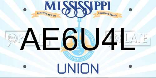AE6U4L Mississippi License Plate