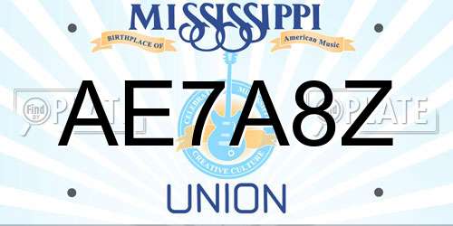 AE7A8Z Mississippi License Plate