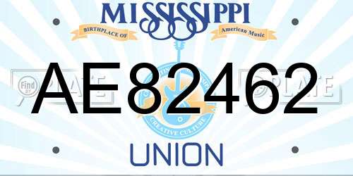 AE82462 Mississippi License Plate