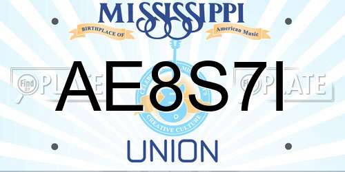 AE8S7I Mississippi License Plate