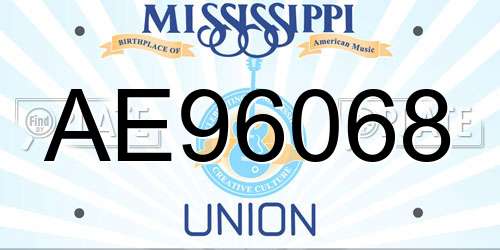 AE96068 Mississippi License Plate
