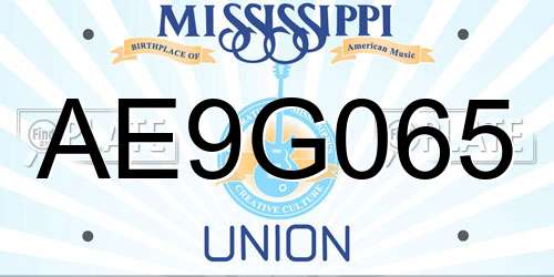 AE9G065 Mississippi License Plate