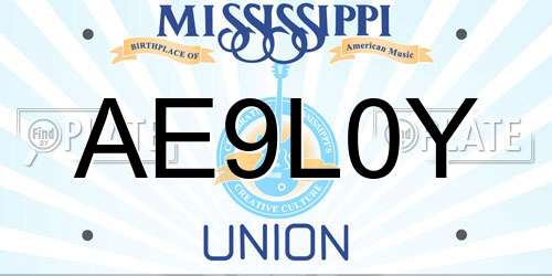 AE9L0Y Mississippi License Plate