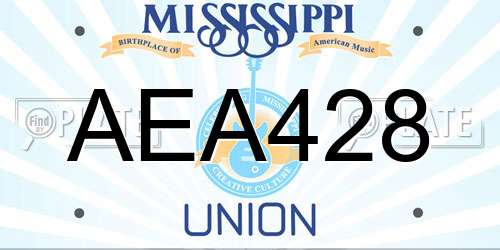 AEA428 Mississippi License Plate