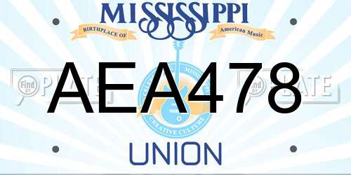 AEA478 Mississippi License Plate
