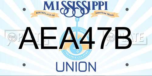 AEA47B Mississippi License Plate