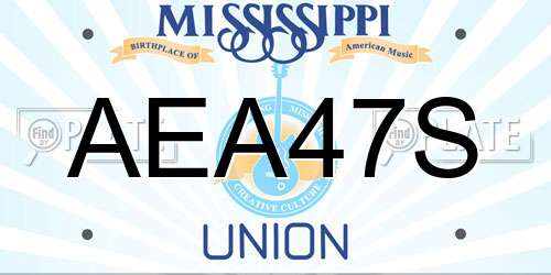 AEA47S Mississippi License Plate