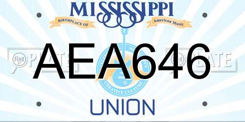 AEA646 Mississippi License Plate