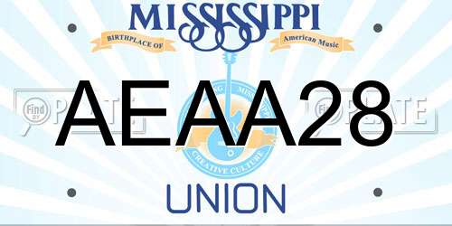 AEAA28 Mississippi License Plate