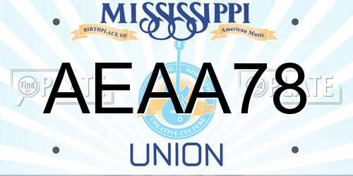 AEAA78 Mississippi License Plate