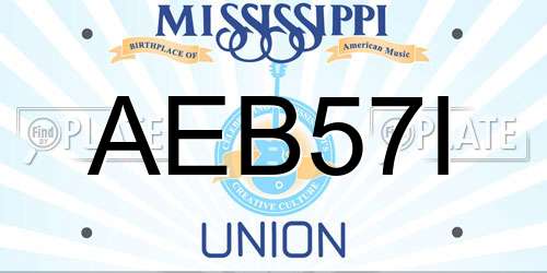 AEB57I Mississippi License Plate
