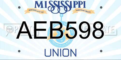 AEB598 Mississippi License Plate
