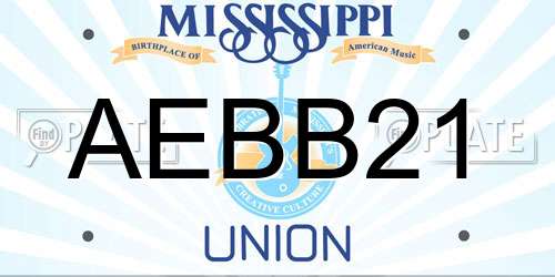 AEBB21 Mississippi License Plate