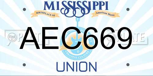 AEC669 Mississippi License Plate